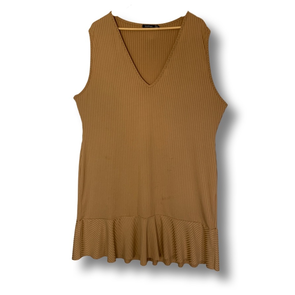 BROWN ‘BOOHOO+’ MINI DRESS w/ FRINGE!!!